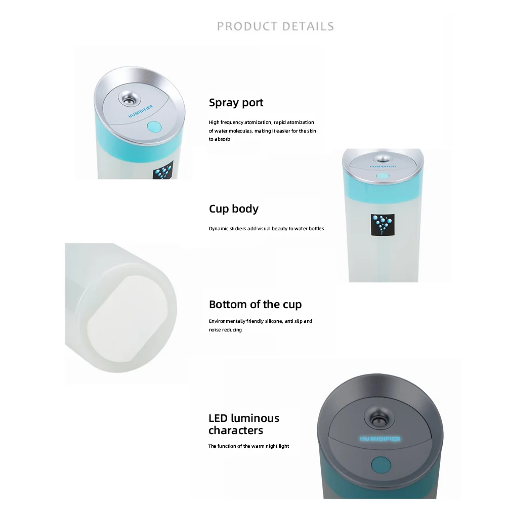 300ML USB humidifier, mini aromatherapy diffuser, car humidifier diffuser, office desk humidifier