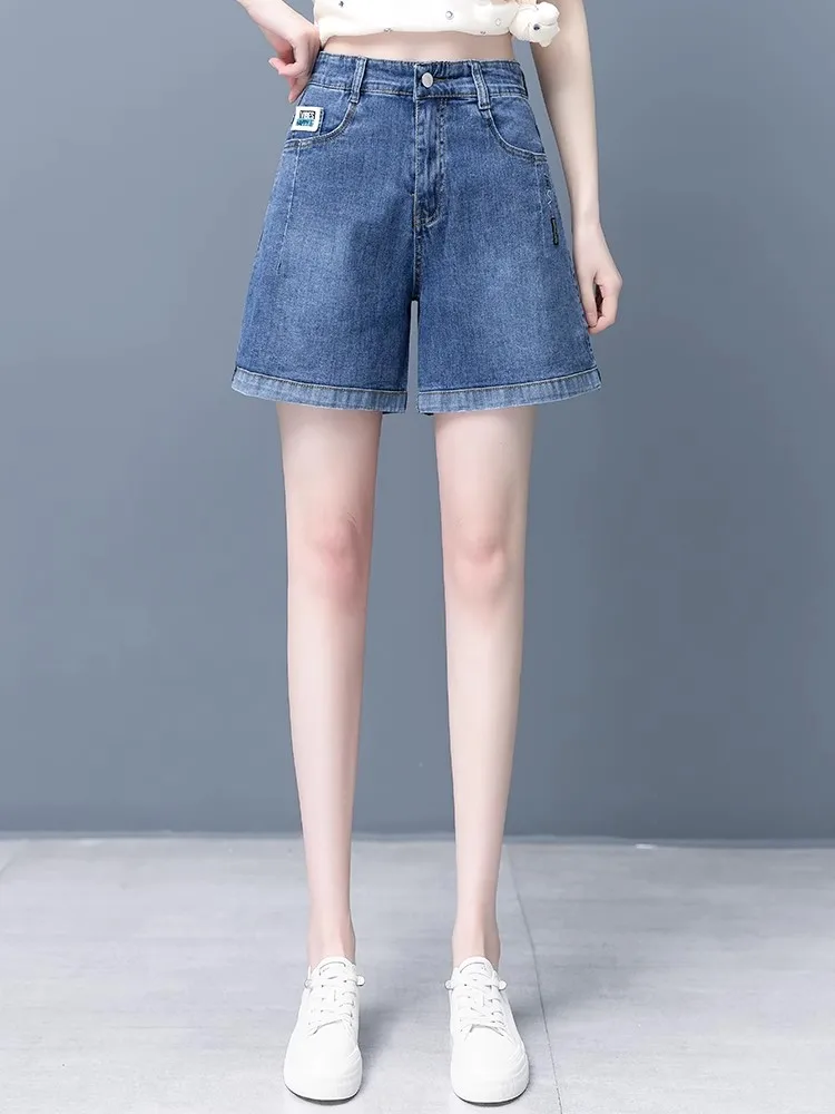 

Summer Thin A-Line Denim Shorts Women's High Waist Loose Wide Leg Fourths Fashionable Hot Pants Casual Deep And Light Colors