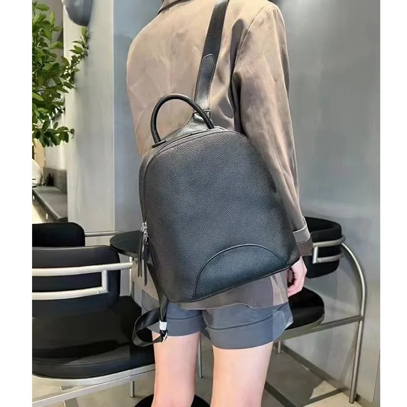 2024 New Fashion Genuine Leather Women Backpacks Luxury Brand Female Real Natural Leather Ladies Girl Student Casual Backpack