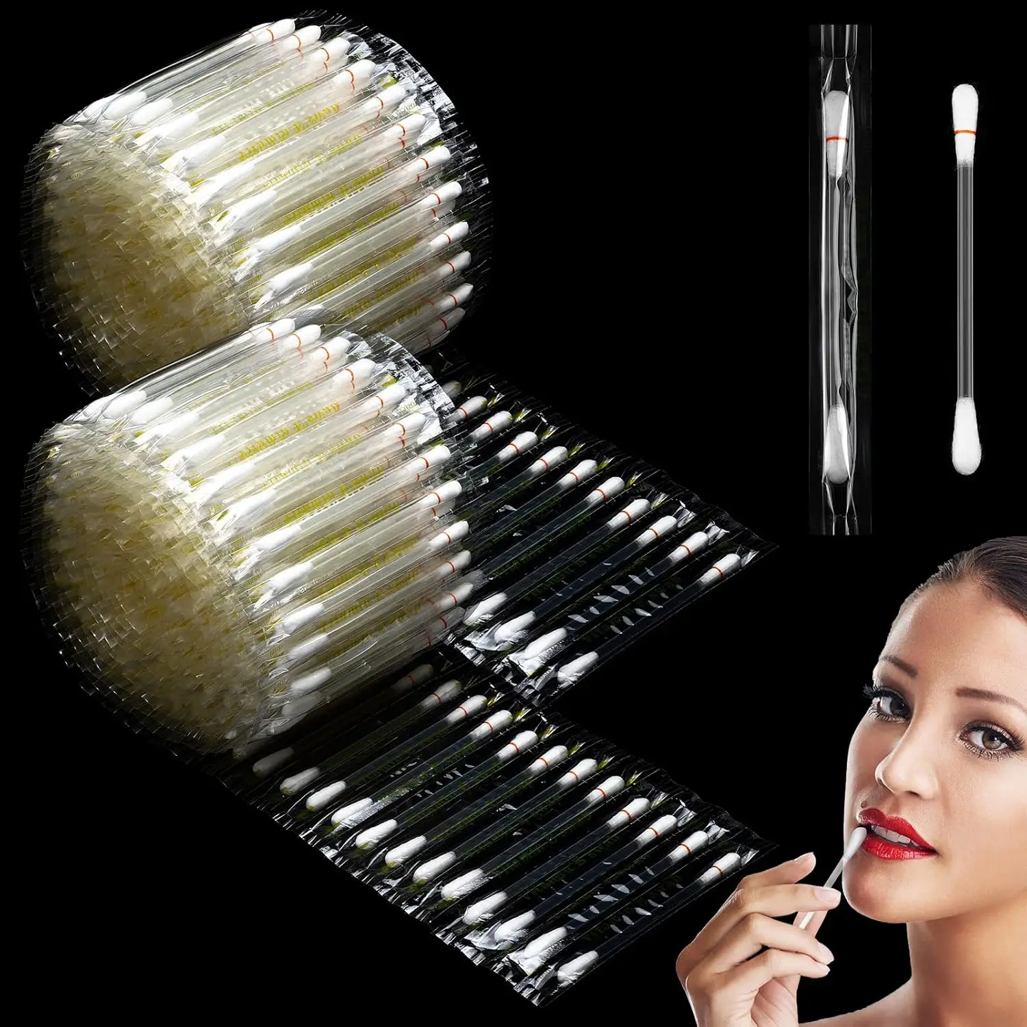 

200 Pcs Vitamin E Lip Oil Disposable Cotton Swabs Vitamin E Stick Oil Applicators Anti Dry Moisture Cotton Swabs for Protect Lip