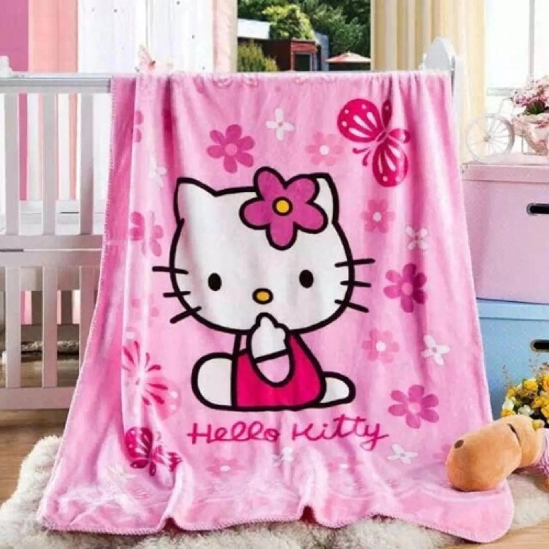 Sanrio Hello Kitty Plush Blanket Bed Sheet Children Adult Soft Blankets Cartoon Aircondition Nap Blanket Spring Fluffy Quilt