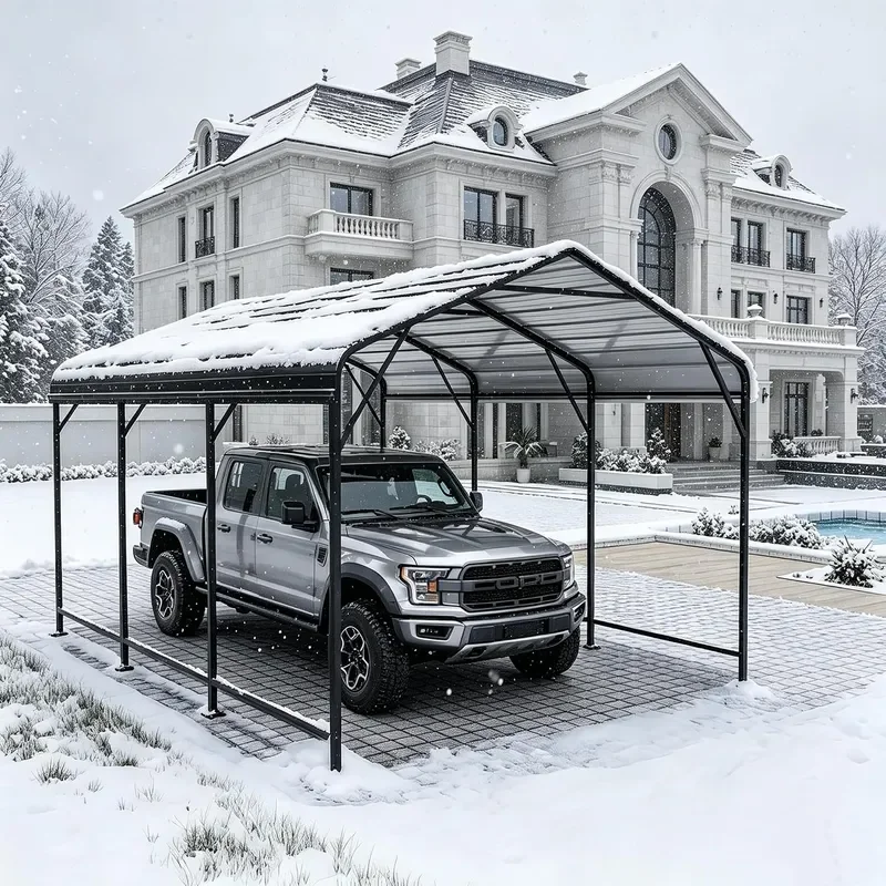 10x15 FT Oversized Metal Carport Galvanized Steel Car Canopy with Enhanced Base Frame Outdoor Shelter for Cars Trucks Boats
