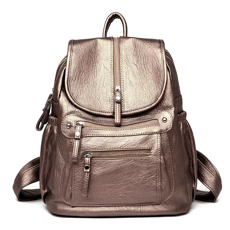 Imagem -06 - Mochila de Viagem de Couro Vintage para Mulheres Mochilas Escolares para Meninas Estudante Casual Simples Novo Moda