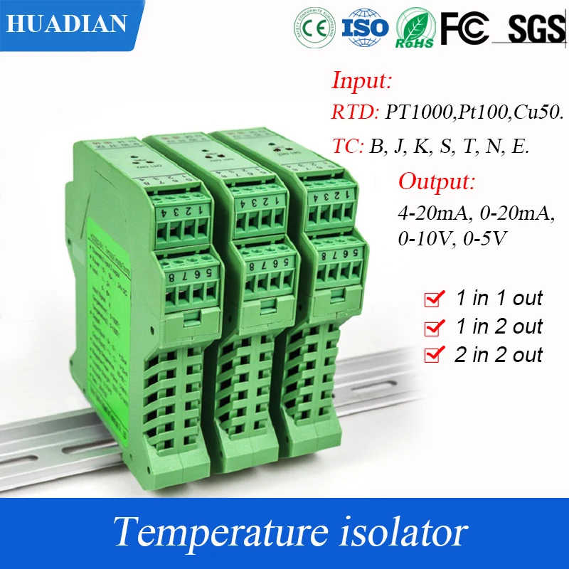 PT100 PT1000 RTD termiczna odporność termiczna wejście sygnału przetwornica napięcia prądu 4-20ma 0-10v sygnał wyjściowy izolator