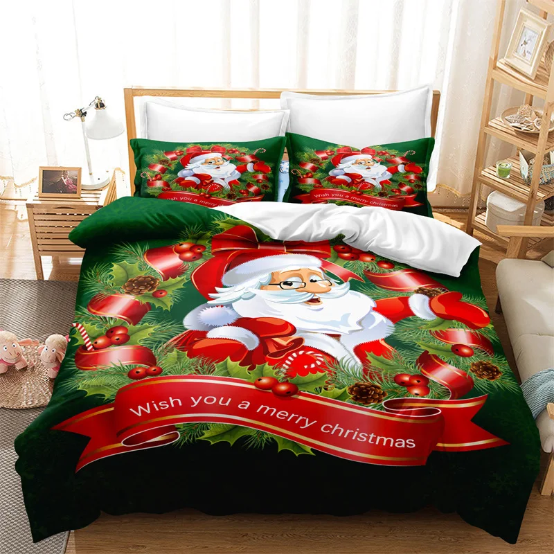 

Three-Piece Set 2024 Christmas Flower Pattern Duvet Cover - 3D Brushed Home Bedding Duvet Cover Pillowcase