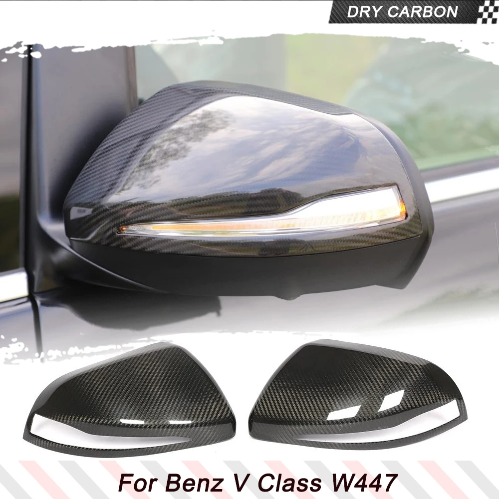 DRY Carbon Rear View Mirror Caps for Mercedes-Benz V Class W447 V250 V220d 2016-2018 Car Side Mirror Covers Caps Add On Style 