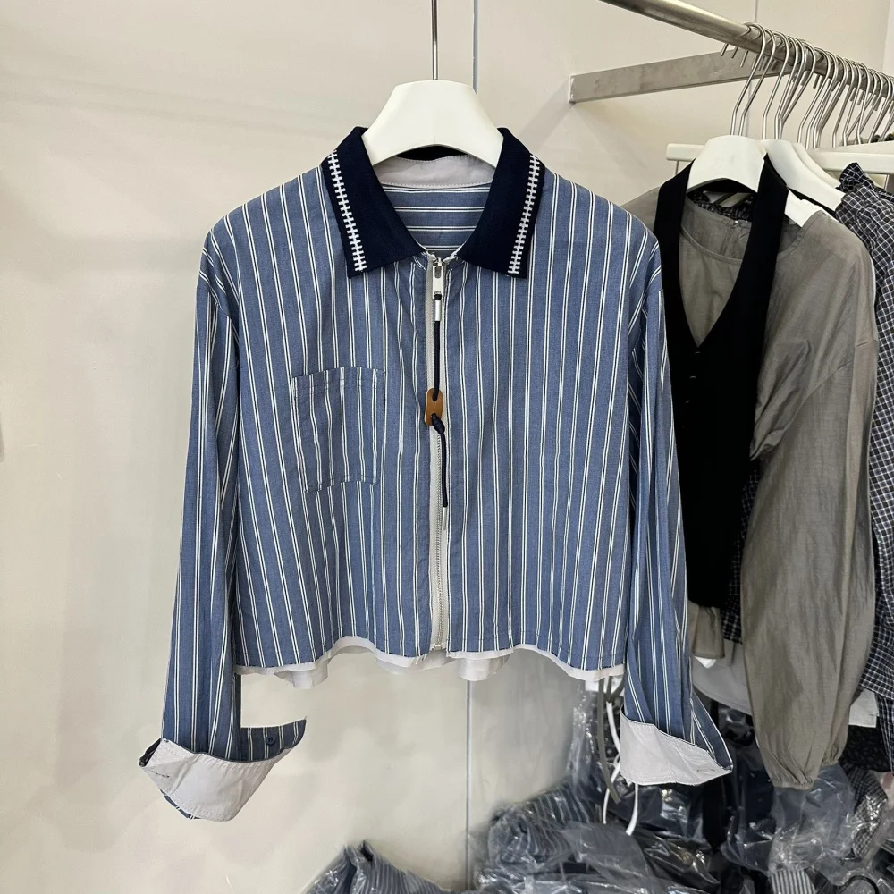 American Sle ort Zipper irt Jaet مخطط اللون Blo ex ربيع الخريف ملابس خارجية غير رسمية متعددة الاستخدامات للنساء والرجال #2