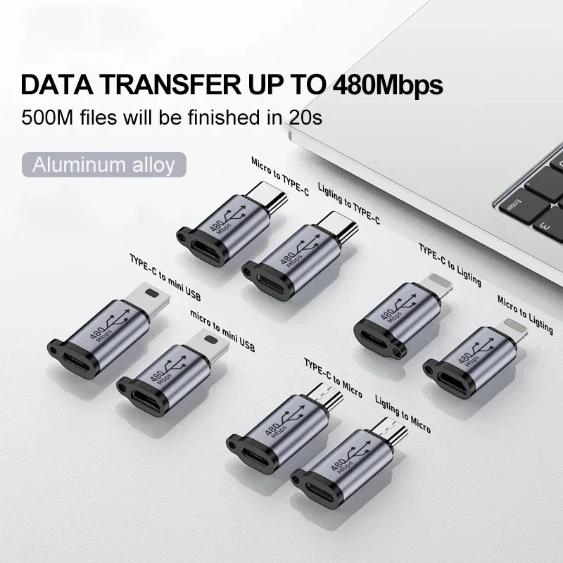 10/5/2/1pc USB Type-C Adapter Type C To IOS To Micro To Mini USB Female To Male Converters For Xiaomi Samsung Charger Data Cable