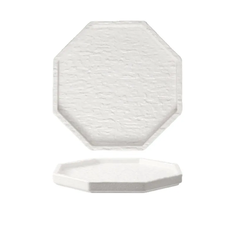 LMM commercial stone pattern western food plate black and white steak retro star anise plate