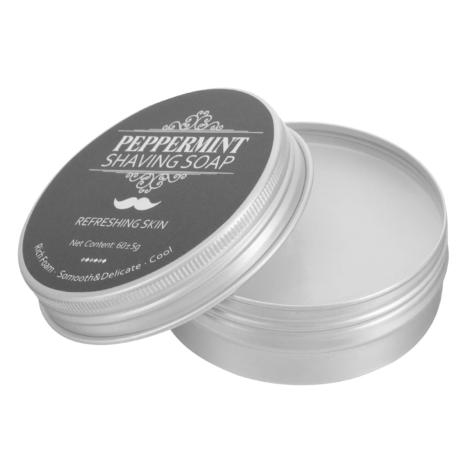 Luxurious Shaving Cream Men's Beard Barber Soap (Mint Shave Soap) Man Travel Peppermint Mens Essential Oil Male