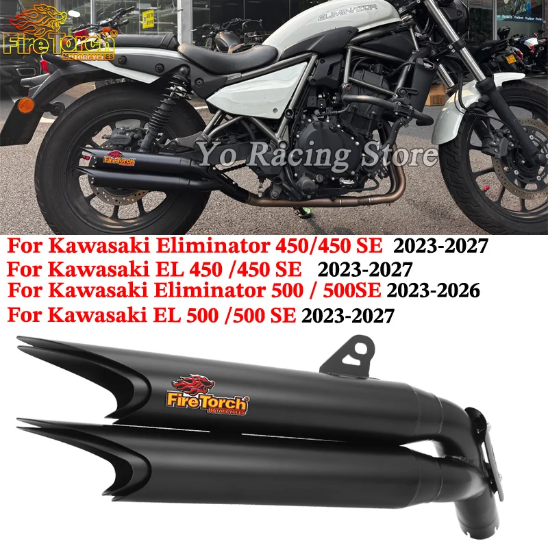 Slip On For Kawasaki Eliminator EL 400 450 450 SE 500 500 SE 2023 - 2027 Motorcycle Exhaust Systems Escape Moto Double Muffler