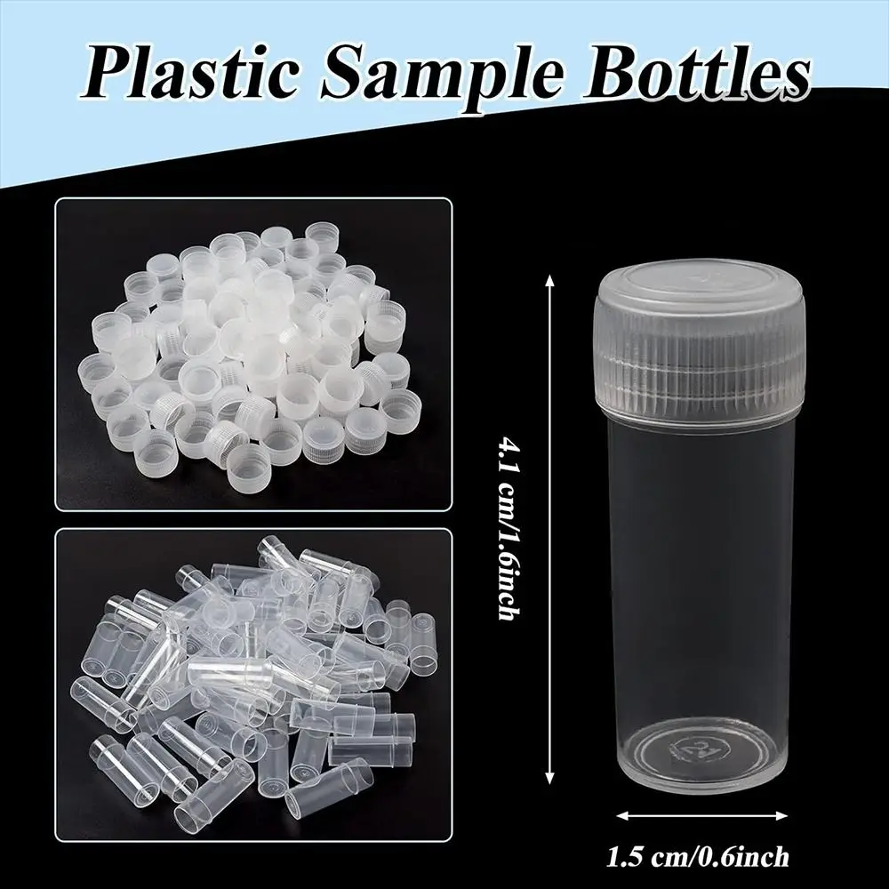 Conteneur de stockage d'échantillon en plastique translucide, tube à essai, parfum, perles, liquide, poudre, pratique, 5ml, 1 pièce, 100 pièces