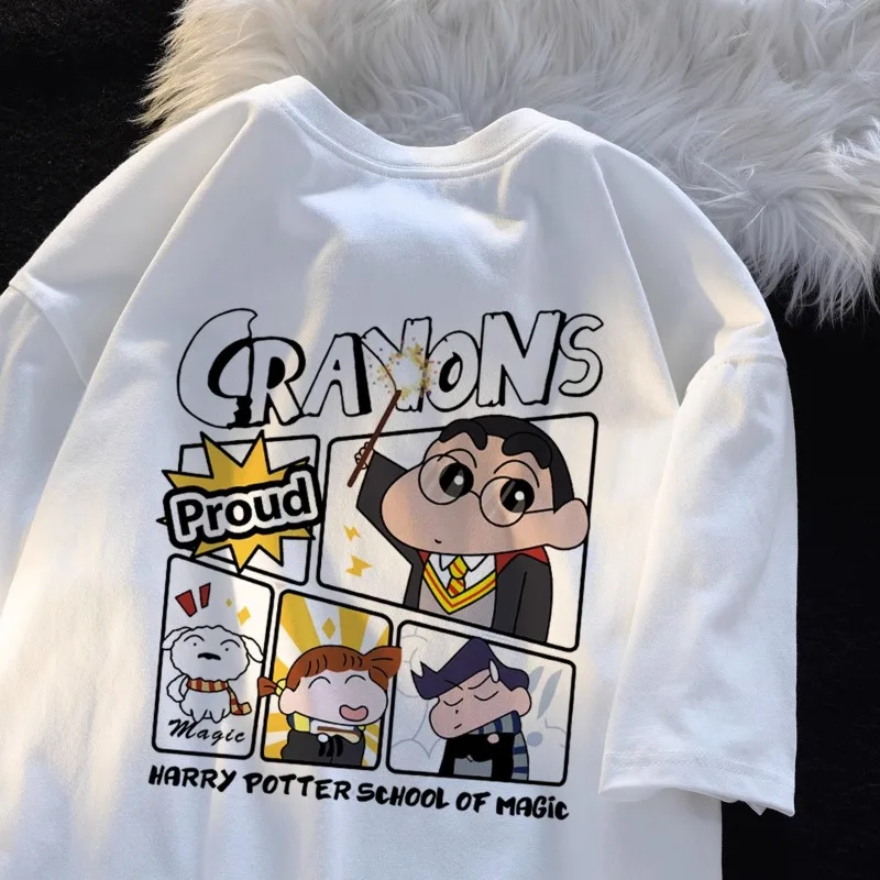 

Magic Crayo.n Xiaoxin Printed Pattern Women T-Shirt Cotton Fitted T-Shirt Anime Shoulder Drop TShirt Outdoor Casual Short Sleeve