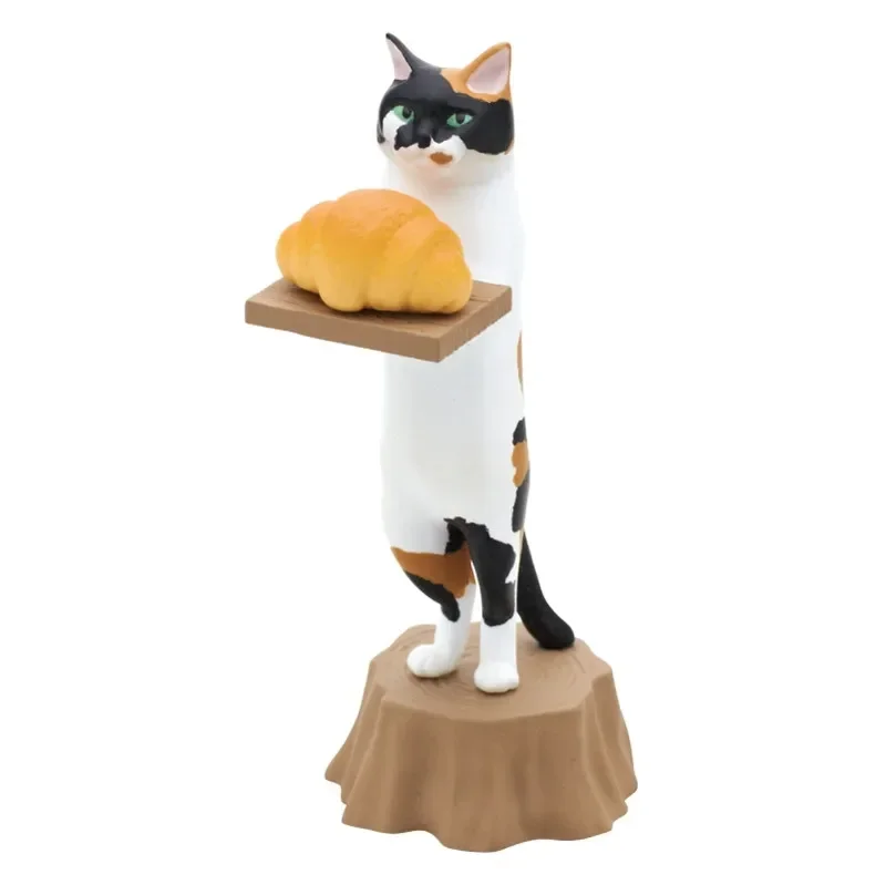 Kitan club original gashapon cápsula brinquedos figura kawaii bonito gato garçom pão casa comida estatueta animal em miniatura anime decoração
