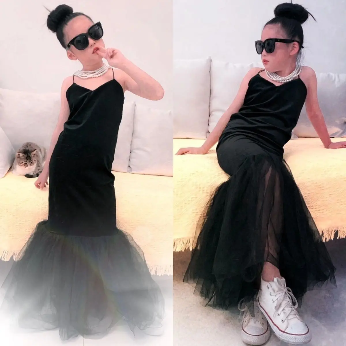 

Винтажное длинное платье для девочек, топ на бретельках, подиумная детская одежда принцессы, платье-пачка макси с открытой спиной, бархатное платье от 2 до 16 лет