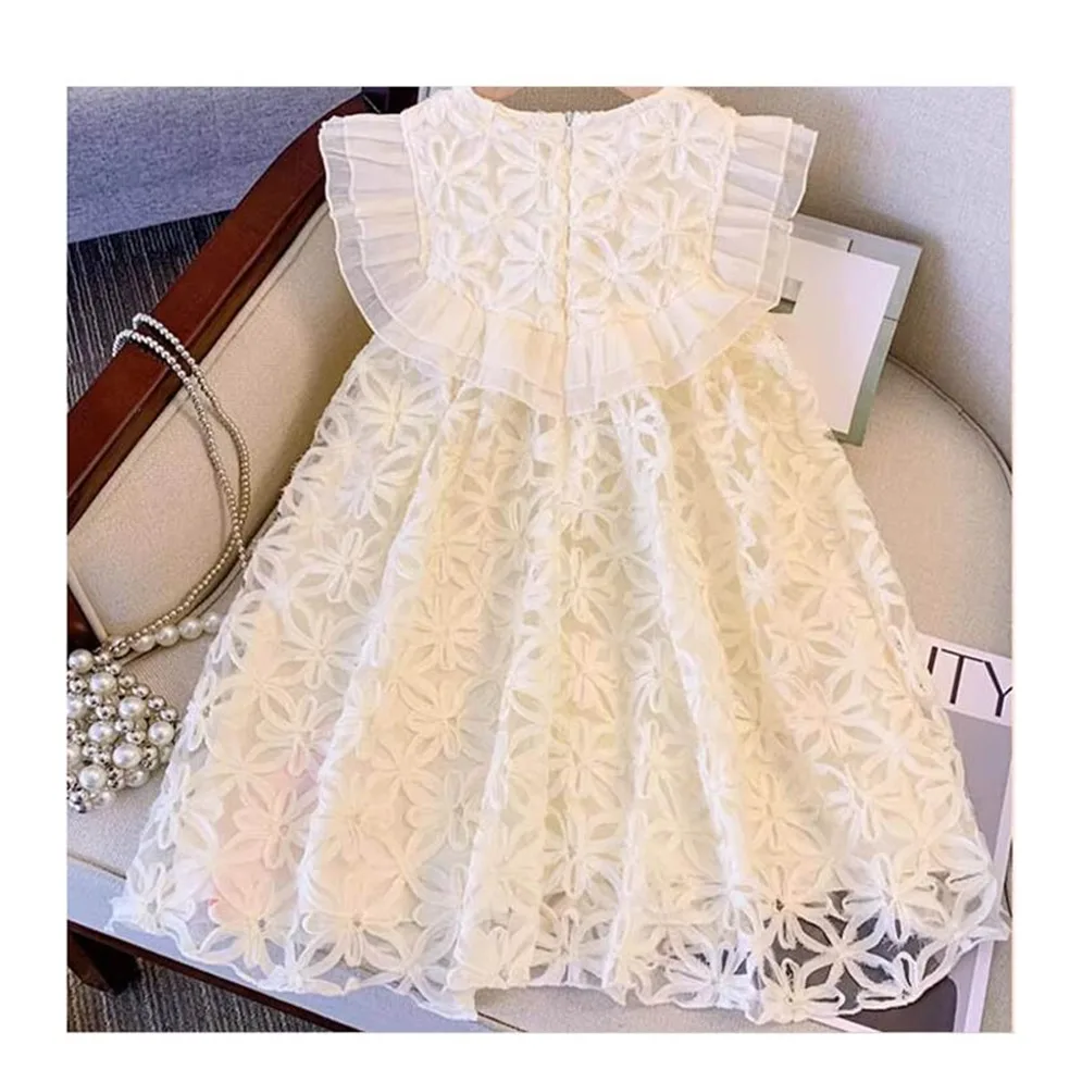 New Year For 2-7 Year Children Dresses Cute Clothes Kids Girl Dress Tutu Mesh Sleeveless Princess Romantic Elegant Children Lace