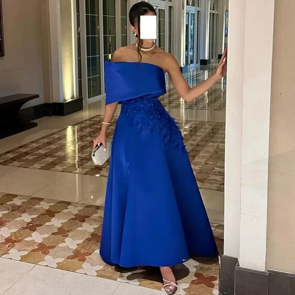 Customized Women Prom Gown Evening Formal Dress Modern Style Jersey Pleat A-line One-shoulder Dresses Unisex Chinese C