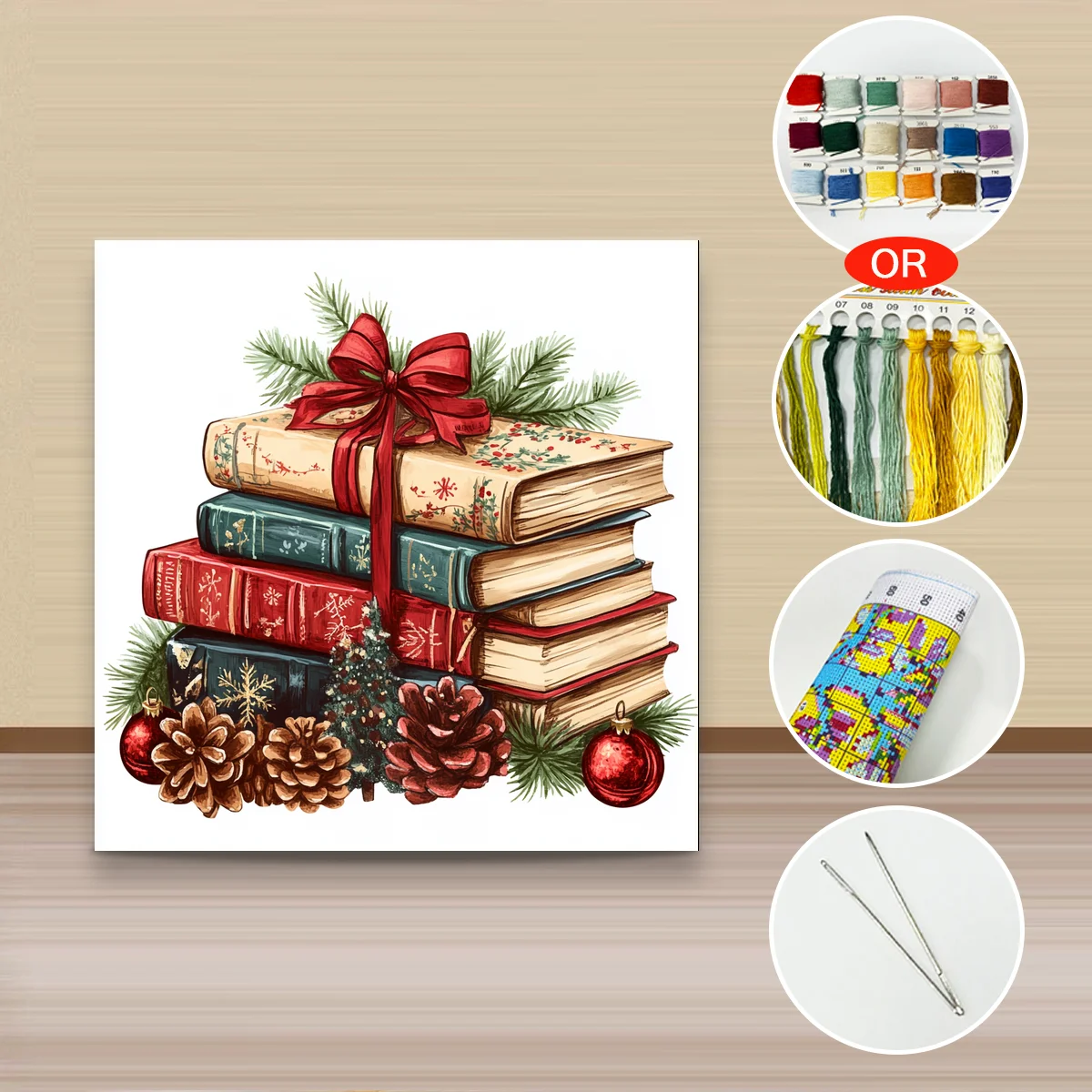 

1PC 40X40CM/15.74in ,11CT/14CT cross stitch kit DIY Valentine's Day gift embroidery set for festival ,a stack of books