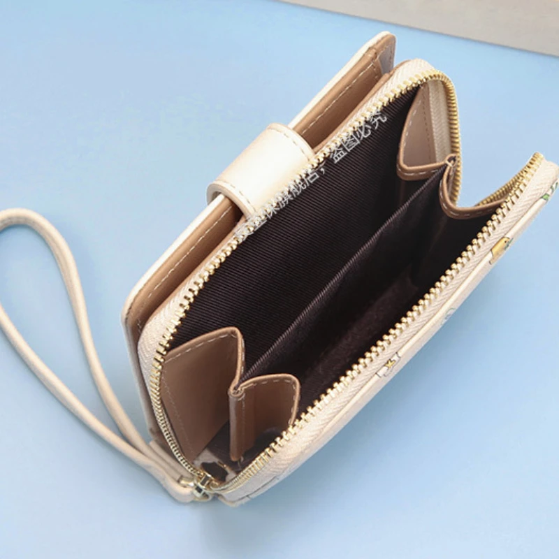 Cute Pint Women Short Wallets Kawaii Portable Girls Mini Zipper Pu Leather Coin Purses Clutch Bags Card Holder Organizer Wallet