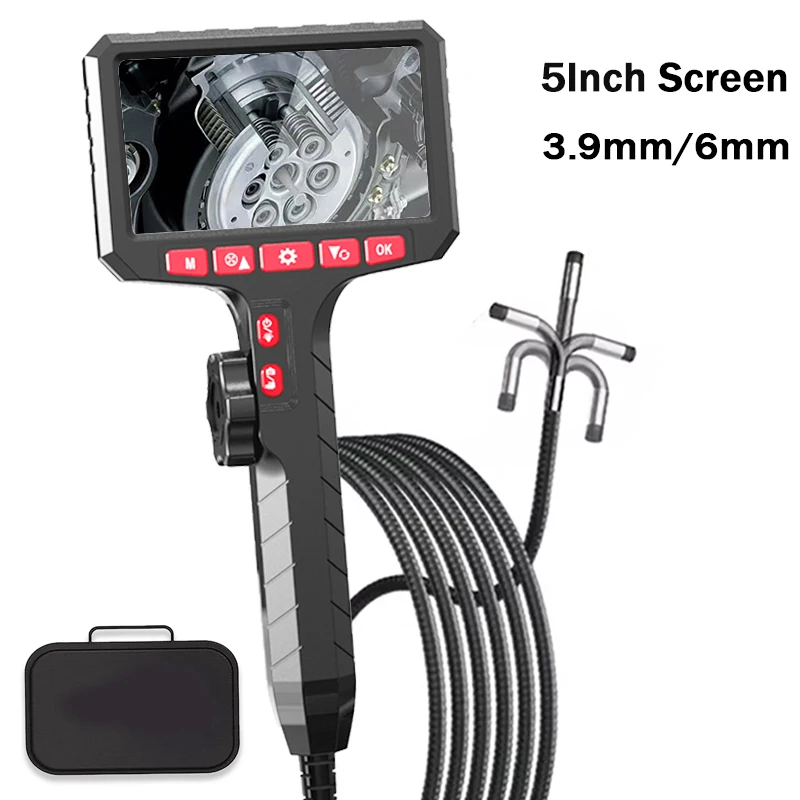 

5-дюймовый бороскоп, камера 3,9/6,0 мм, HD 1080P со светодиодной подсветкой для ремонта автомобилей, осмотра сантехники, может зум