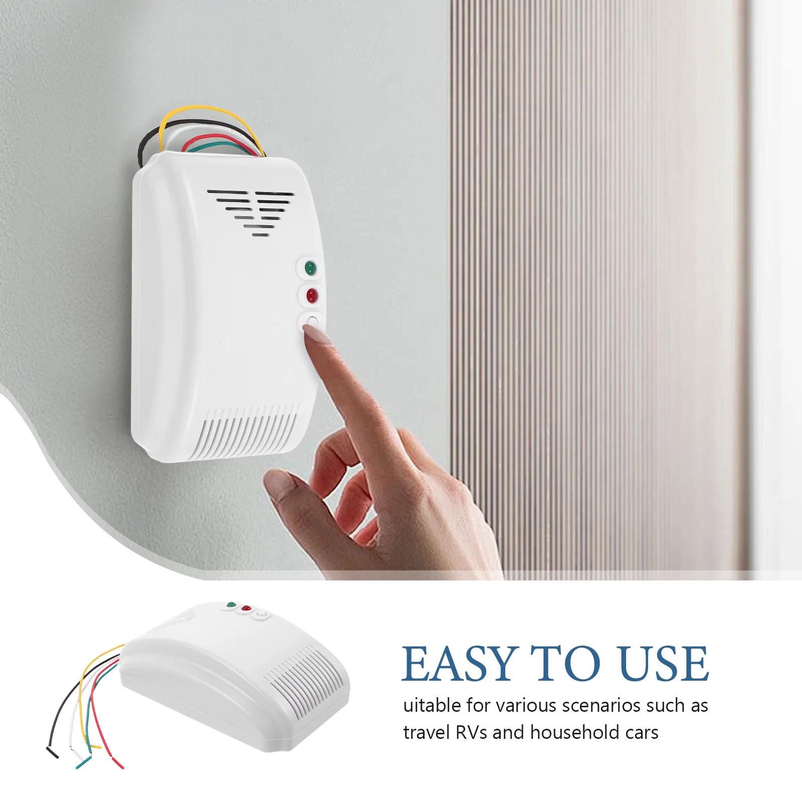 Fuga de Gas Natural GLP para coche Rv, sistema de alarma portátil de metano y propano, Monitor de seguridad para garaje en casa