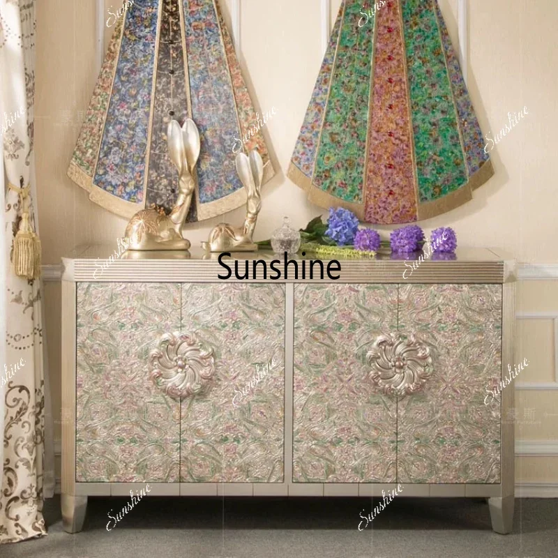 Light luxury high-end shoe cabinet Neoclassical large-capacity foyer cabinet Entrance shoe cabinetTJ