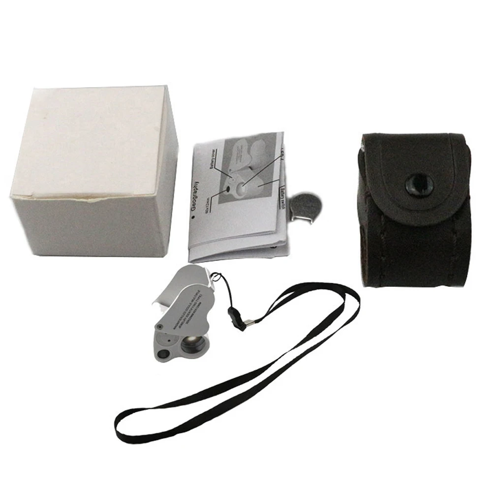 

1pc 30X 60X Gemstone Magnifying Glass 2 Led Lights Lightweight Portable Jewelry Magnifier Handheld Enlarging Mirror Travel