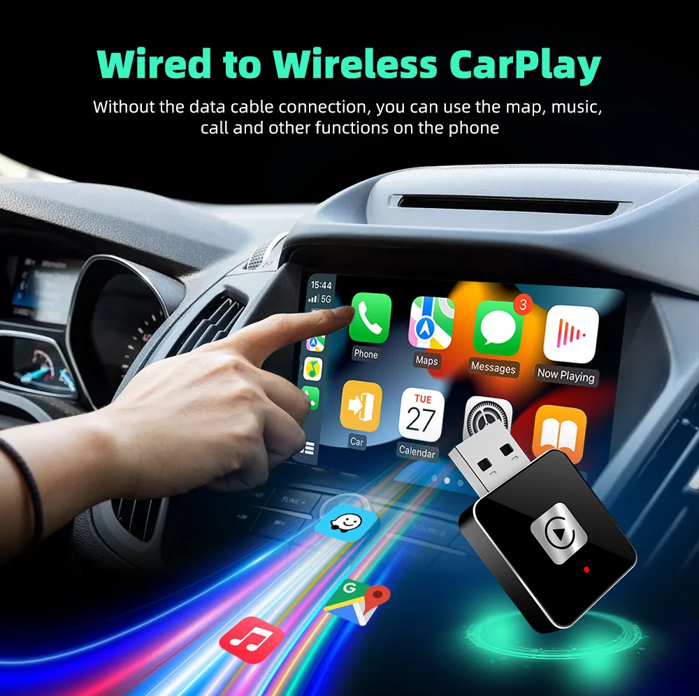USB-C 2in1 Wireless CarPlay Android Auto Dongle Fast Auto Connect Mini Plug & Play No Latency Adapter For iPhone Android OEM Car