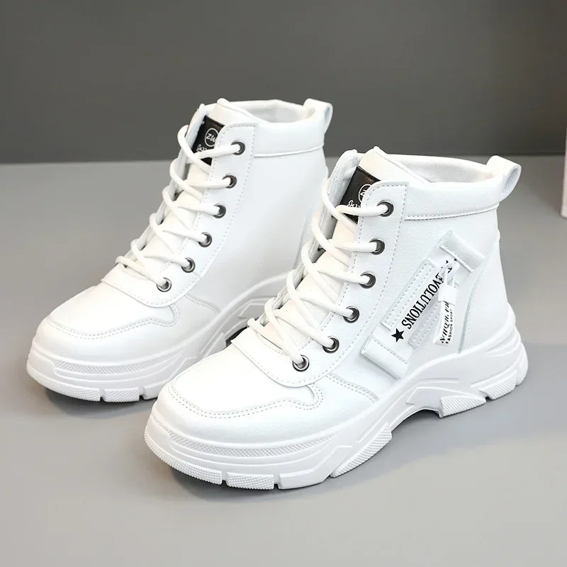 Winter Snow BOOTS สําหรับผู้หญิงสบายๆ High-Top รองเท้าสตรีรองเท้าผ้าใบแพลตฟอร์มข้อเท้ารองเท้า PLUS ขนาด 45 zapatillas de Mujer ใหม่