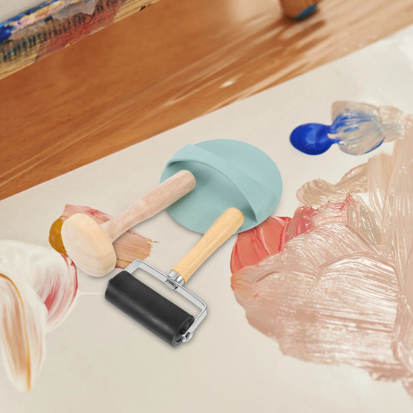 

1Set Printmaking Tool Set Mushroom Printing Press Unique Creativity Art Craft Roller Wooden Craft