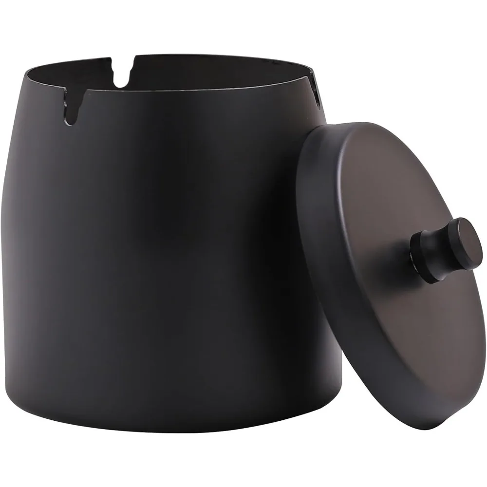 

Extra Large Ashtray with Lid for Cigarette, Stainless Steel Smokeless Odorless Windproof Ash tray for Home Office Tabletop Outsi