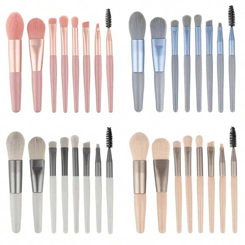 Conjunto de pincéis de maquiagem, 8 peças, corretivo, blush, pó solto, sombra, iluminador, base, ferramentas de beleza