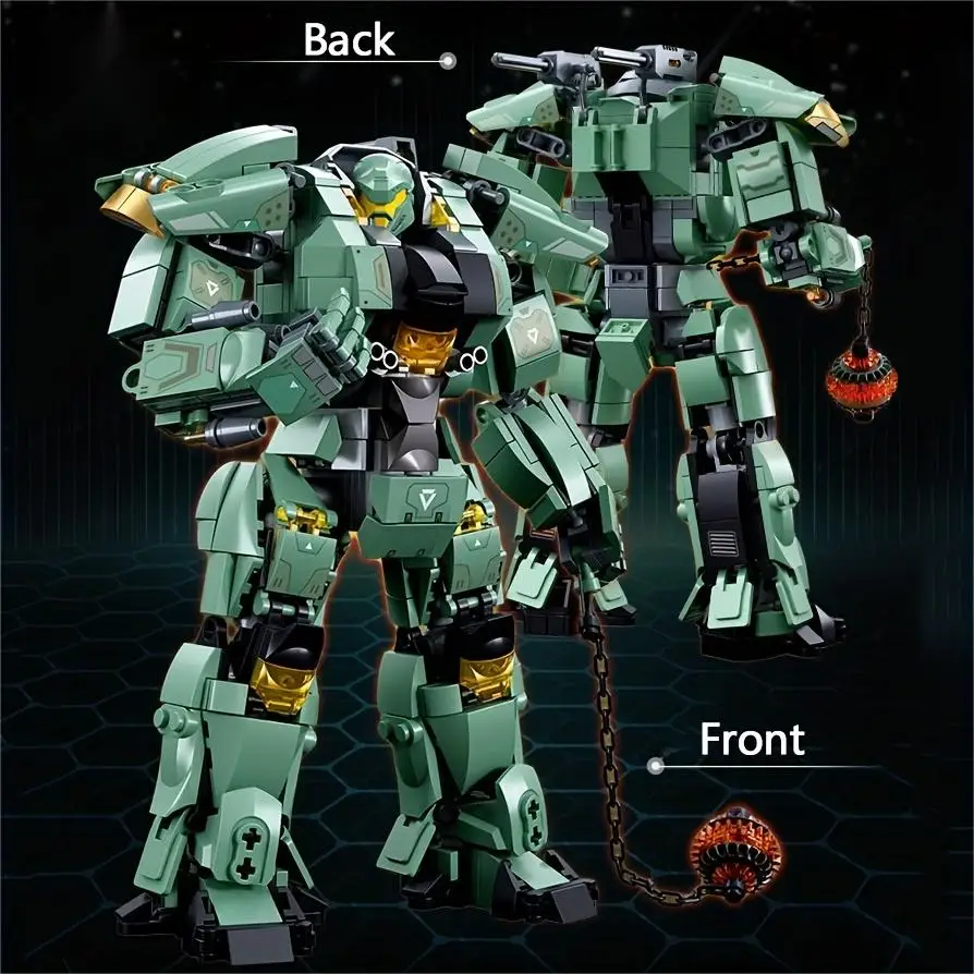 Green Warrior Robot With Chain Hammer-The Ultimate Building Blocks Toy  542pcs  toy gift