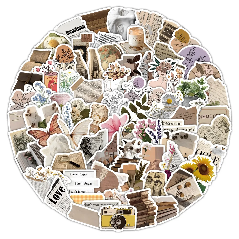 100 Stück Aufkleber-Set im Vintage-Stil – ästhetische Retro-Aufkleber für Tagebücher und Scrapbook-DIY-AufnahmenYourLife Store