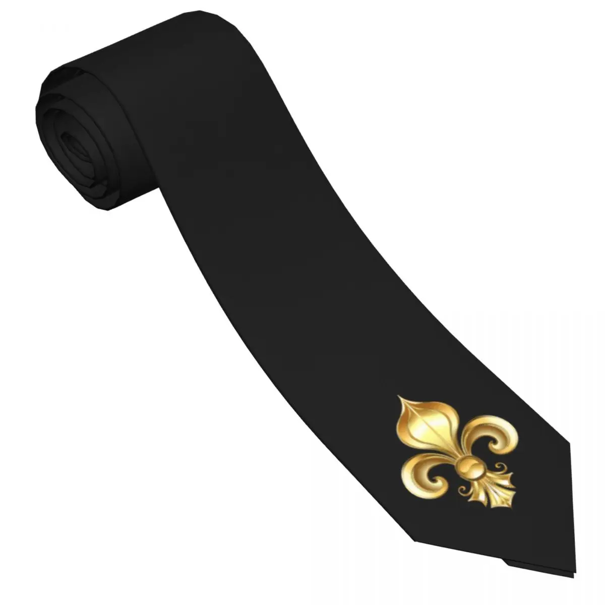 Gold Tie Fleur De Lis Iris Ties Daily Wear Cravat Street Necktie Narrow