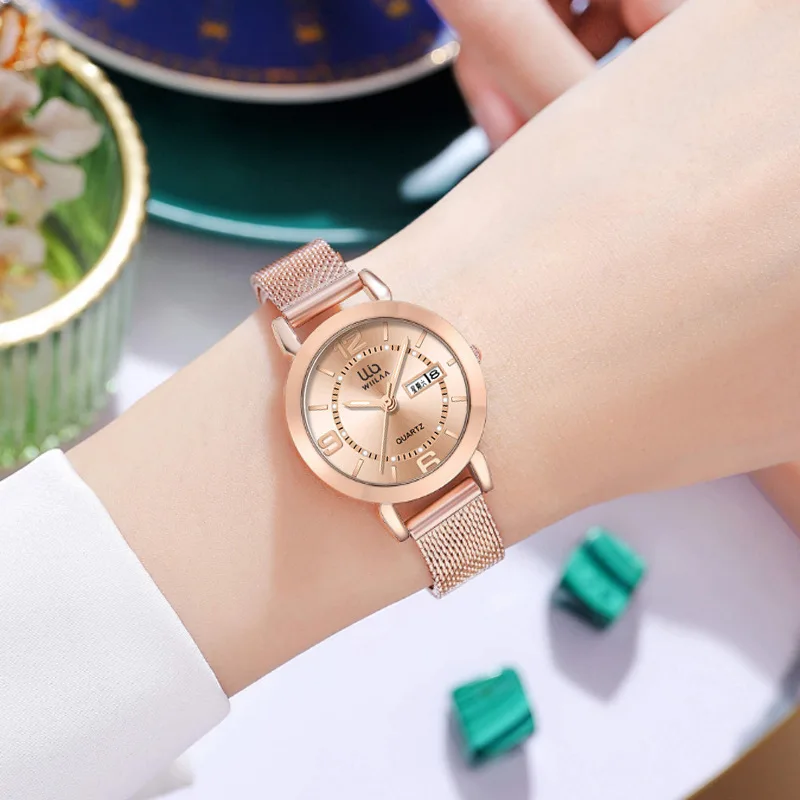 Relojes de marca para mujer, joyería, reloj de cuarzo, correa de acero inoxidable resistente al agua, reloj de oro rosa para mujer, reloj de moda