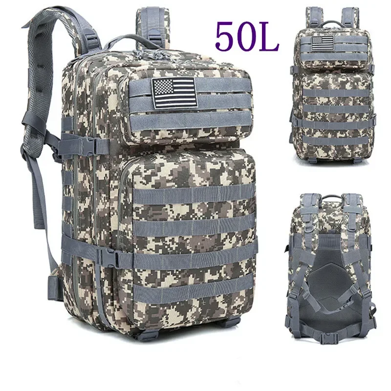 50L Large Capacity Men Army Military Tactical Backpack 3P Softback Outdoor Waterproof Bug Rucksack Hiking Camping Hunting Bags