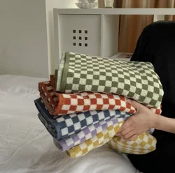Checkerboard long-staple cotton towel plain striped household pure cotton face towel adult absorbent bath towel