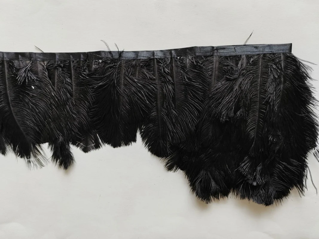 Feather Lace!2Metres/Lot!5-6inches Height Ostrich Feather Trim Fringe black colour available,carnival costume,feather top