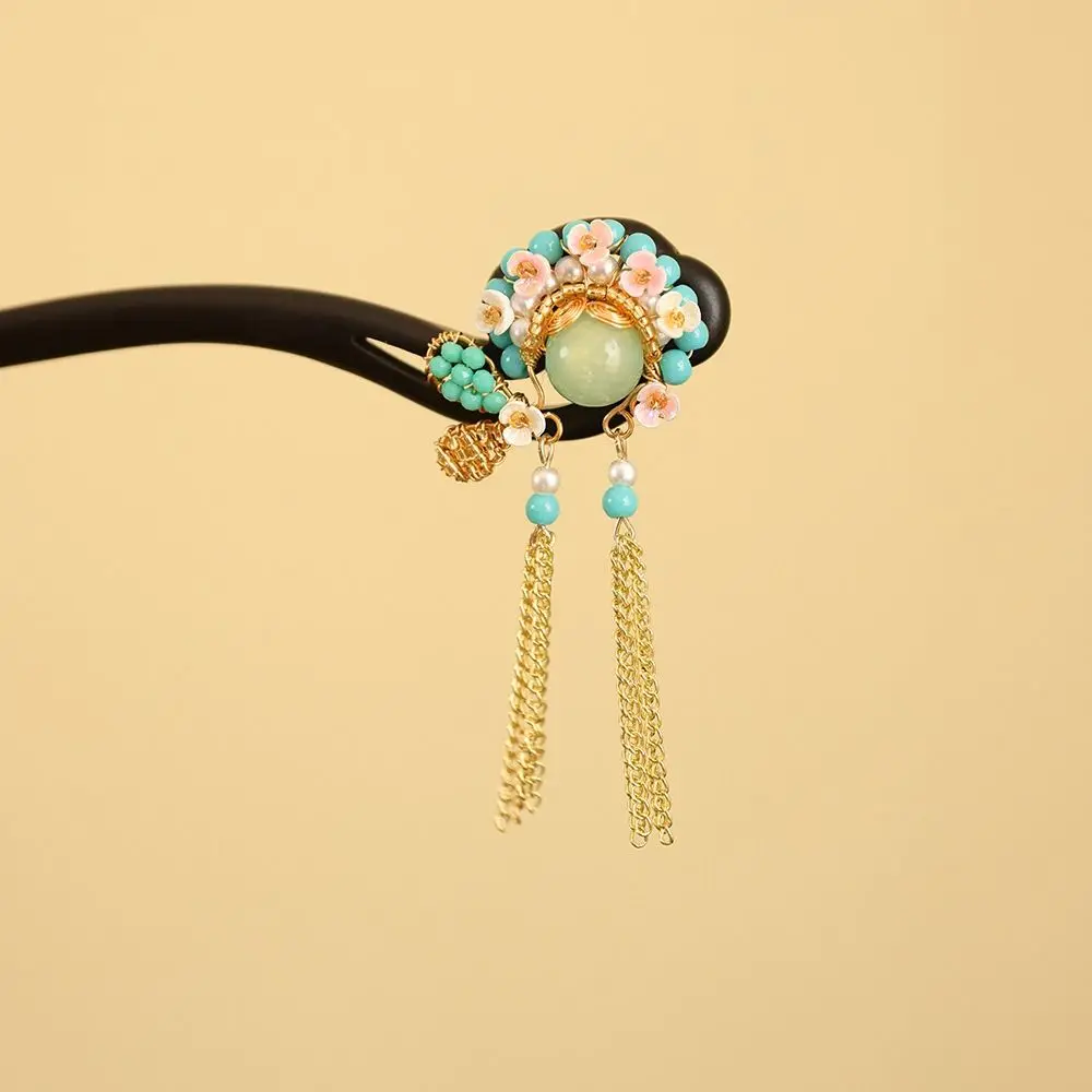 

Elegant Tassel New Chinese Style Hair Clip Red Pearl Hanfu Hairpin Retro Flower Horse Face Skirt Headwear Hair Chopstick