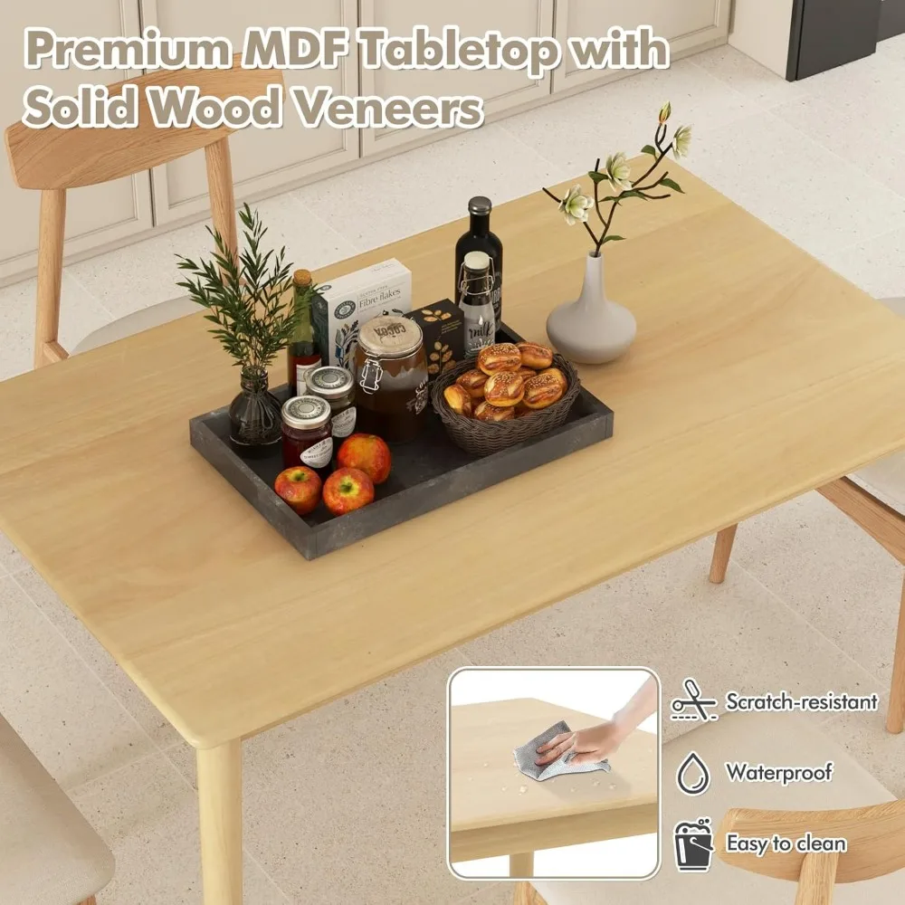 Farmhouse Style Rectangular Dining Table with Rubberwood Legs, 220 lbs Weight Capacity, Suitable for Small Spaces