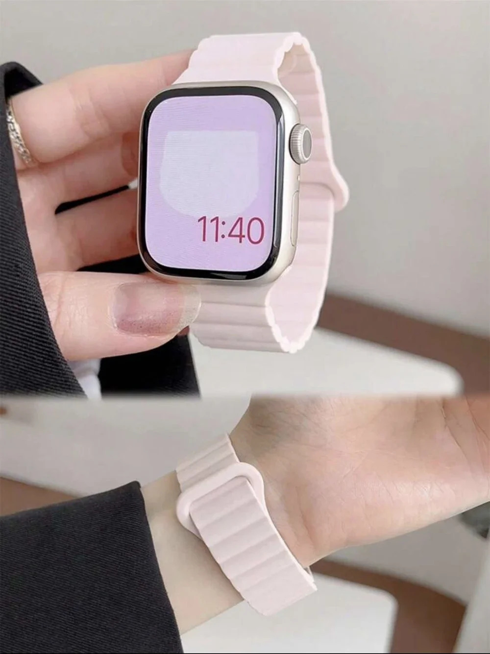 素敵な磁気シリコンループ Apple Watch バンド女性 10/9/7/38 ミリメートル 40 ミリメートル 41 ミリメートル 42 ミリメートル 44 ミリメートル 45 ミリメートル 46 ミリメートルストラップ