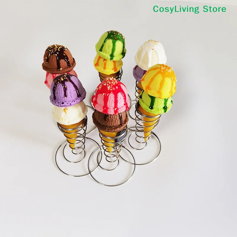 [CL]1Pcs Cone Holder Stand Ice Cream Rack French Fry Waffle Display Roll Cones Basket Hand Fries Serving Steel Stainless Pizza