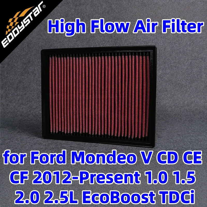 

Спортивный воздушный фильтр с высоким расходом для Ford Mondeo V CD CE CF 2012-Present 1.0 1.5 2.0 2.5L EcoBoost TDCi Моющиеся гоночные впускные фильтры