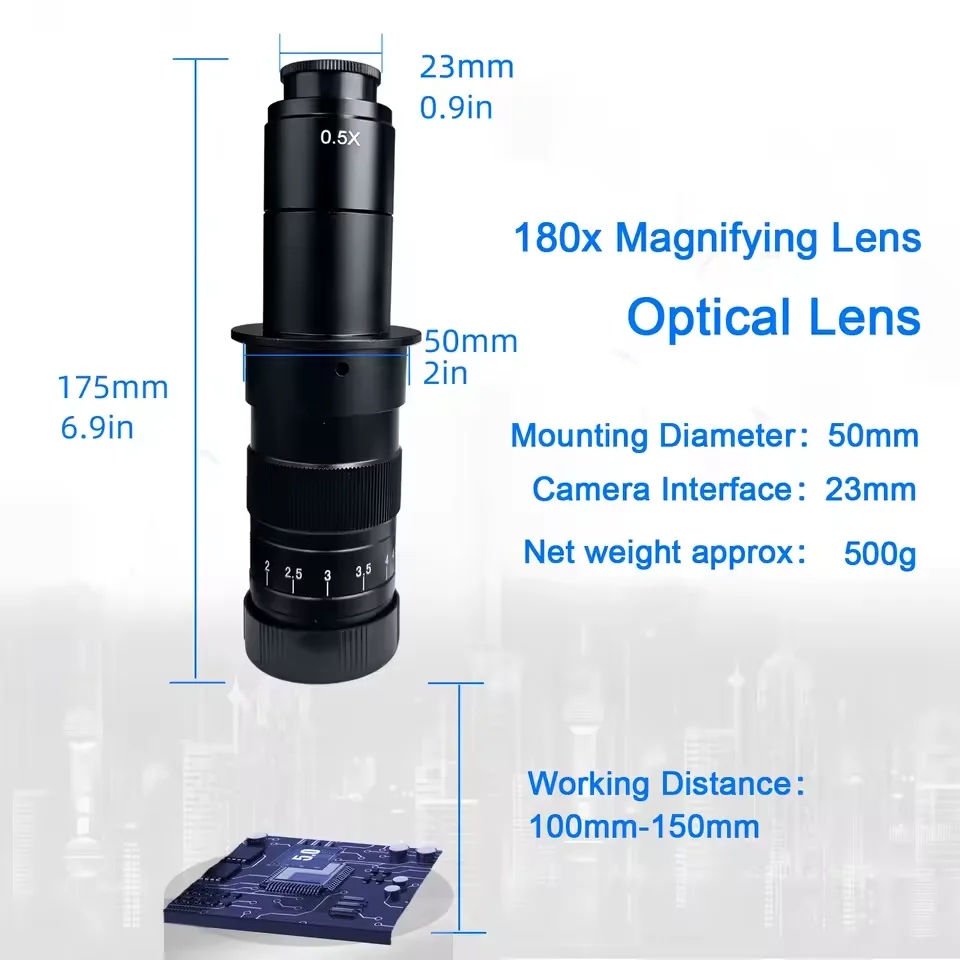 Monocular microscope camera 180x lens 10.1-inch display Large base universal stand High resolution