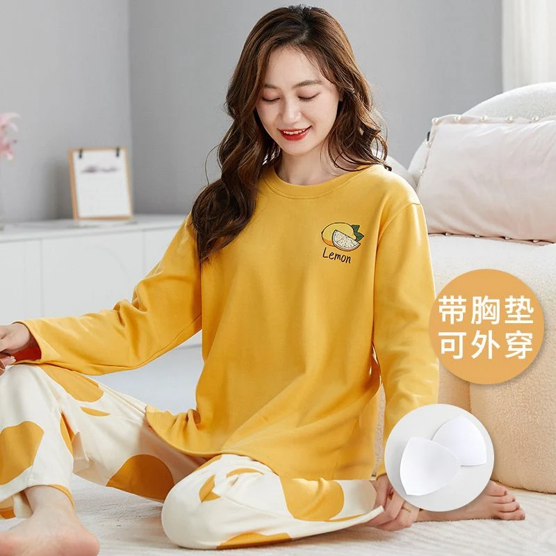 

Осенние хлопковые пижамные комплекты с длинными рукавами для женщин, корейская милая одежда для сна, костюм, пижама Mujer, домашняя одежда, женская домашняя одежда