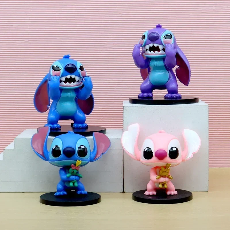 4 STKS Disney Anime Leuke Stitch Figuren Cartoon Handgemaakte Ornamenten Kid Speelgoed Pop Decoraties Kerst Verjaardagscadeautjes Collectibles