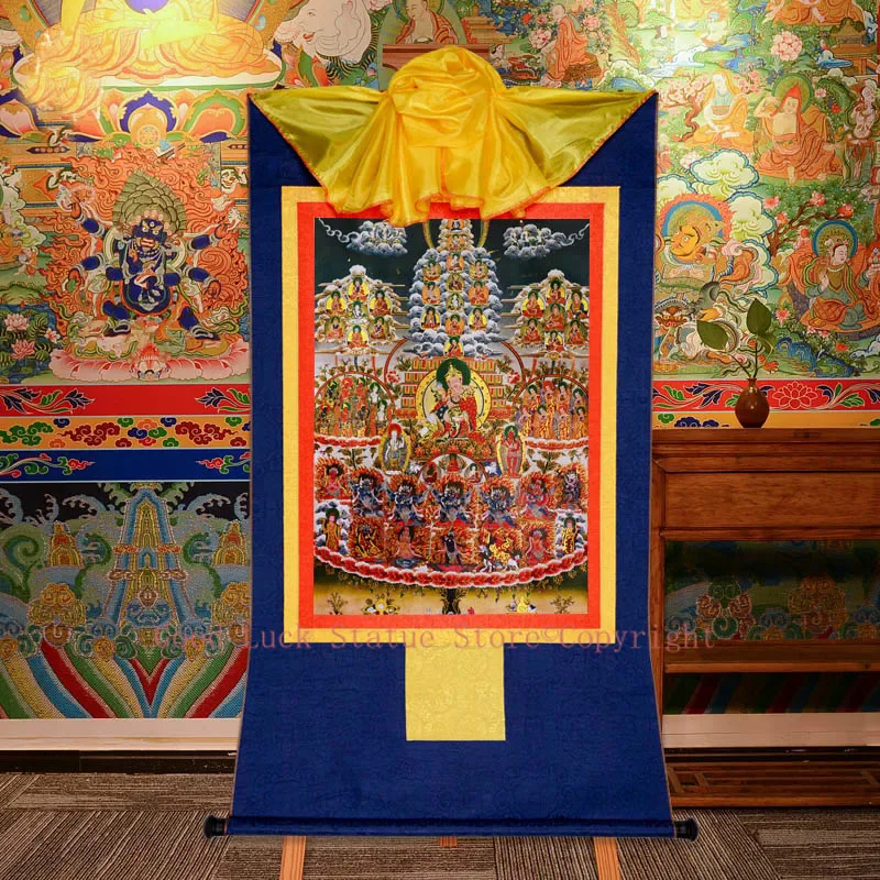 120cm large Buddhism Thangka HOME temple altar WALL Decor ART Padmakara Guru Rinpoche Buddha Mandala Refuge Thang-ga painting