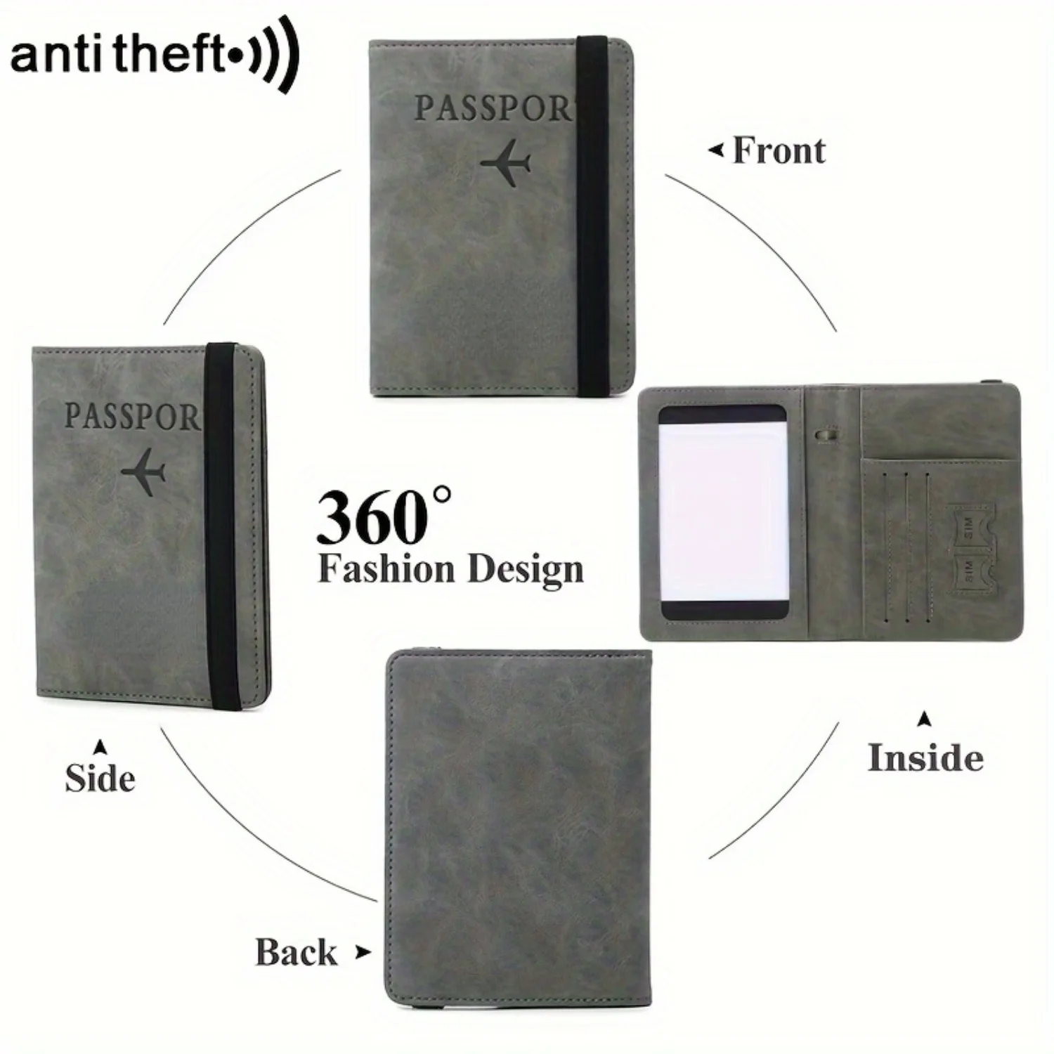 Multi Functional RFID Anti-theft Travel Passport Wallet with Card Holder, Ticket and Document Organizer