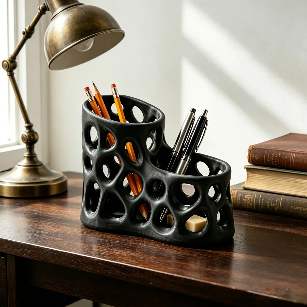 3D Printed Mesh Pen Organizer Tube Desktop Pencil Stationery Storage Holder Office Organizer Pencil Cup Holder for Students